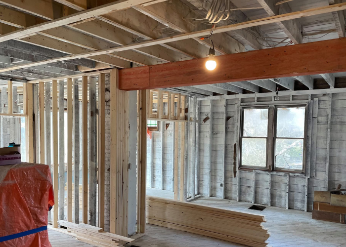 Commercial Construction (framed wall, ceiling joists and spray foam) insulation on floor